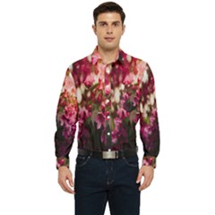 Pink Flower Men s Long Sleeve Pocket Shirt 