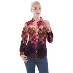 Pink Flower Women s Long Sleeve Pocket Shirt