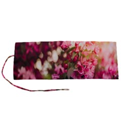 Pink Flower Roll Up Canvas Pencil Holder (S)