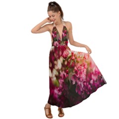 Pink Flower Backless Maxi Beach Dress