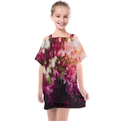 Pink Flower Kids  One Piece Chiffon Dress