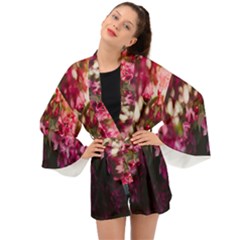 Pink Flower Long Sleeve Kimono