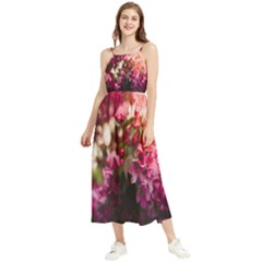 Pink Flower Boho Sleeveless Summer Dress