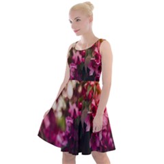 Pink Flower Knee Length Skater Dress