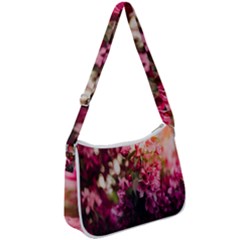 Pink Flower Zip Up Shoulder Bag