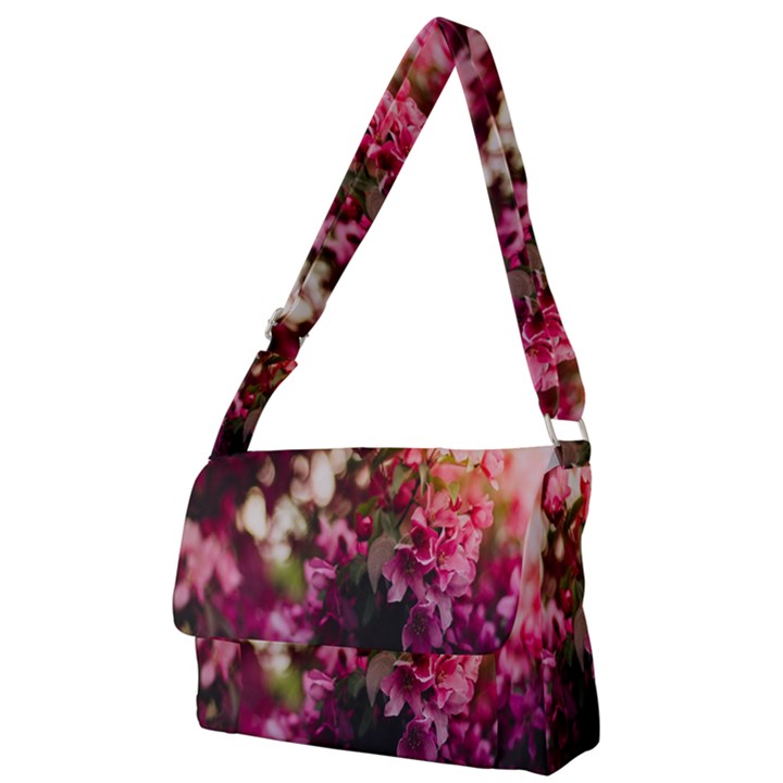 Pink Flower Full Print Messenger Bag (L)