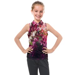 Pink Flower Kids  Sleeveless Polo Tee