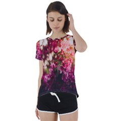 Pink Flower Short Sleeve Open Back Tee