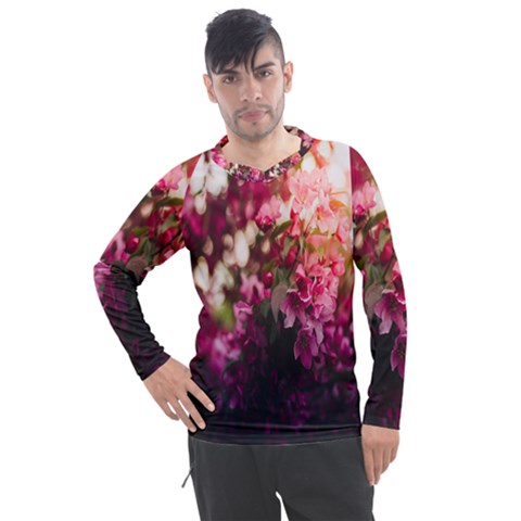 Pink Flower Men s Pique Long Sleeve Tee by artworkshop