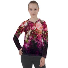 Pink Flower Women s Long Sleeve Raglan Tee