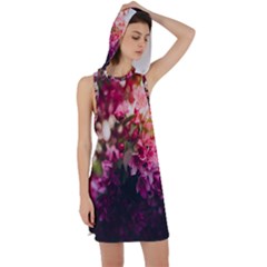 Pink Flower Racer Back Hoodie Dress