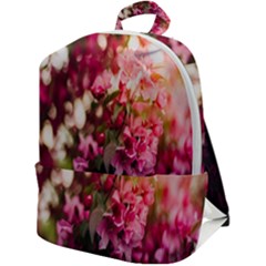 Pink Flower Zip Up Backpack