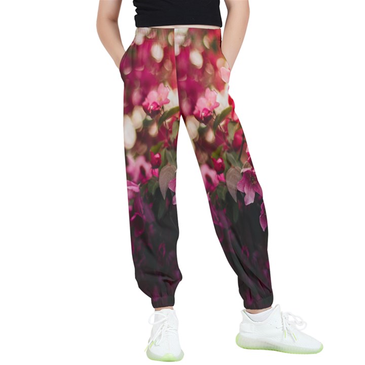 Pink Flower Kids  Elastic Waist Pants