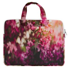 Pink Flower MacBook Pro 16  Double Pocket Laptop Bag 