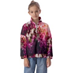 Pink Flower Kids  Half Zip Hoodie