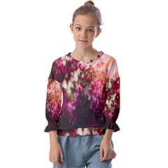 Pink Flower Kids  Cuff Sleeve Top