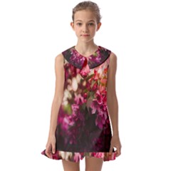 Pink Flower Kids  Pilgrim Collar Ruffle Hem Dress