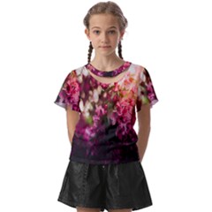 Pink Flower Kids  Front Cut Tee