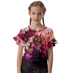 Pink Flower Kids  Cut Out Flutter Sleeves