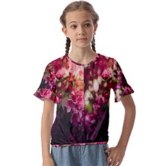 Pink Flower Kids  Cuff Sleeve Scrunch Bottom Tee