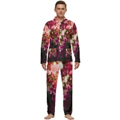 Pink Flower Men s Long Sleeve Velvet Pocket Pajamas Set