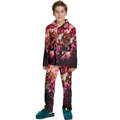 Pink Flower Kids  Long Sleeve Velvet Pajamas Set by artworkshop