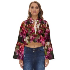 Pink Flower Boho Long Bell Sleeve Top