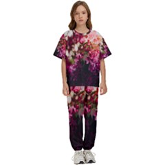 Pink Flower Kids  Tee and Pants Sports Set