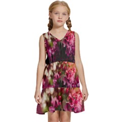 Pink Flower Kids  Sleeveless Tiered Mini Dress