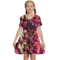 Pink Flower Kids  Short Sleeve Tiered Mini Dress