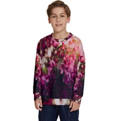 Pink Flower Kids  Long Sleeve Jersey