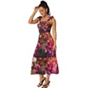 Pink Flower Tie-Strap Tiered Midi Chiffon Dress View2