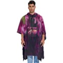 Pink Flower Men s Hooded Rain Ponchos View1