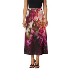 Pink Flower Classic Midi Chiffon Skirt