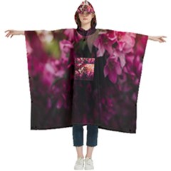 Pink Flower Women s Hooded Rain Ponchos