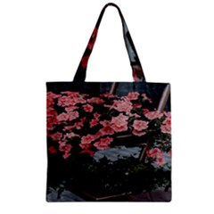 Pink Peony  Flower Zipper Grocery Tote Bag