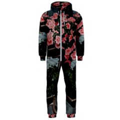 Pink Peony  Flower Hooded Jumpsuit (men) by artworkshop