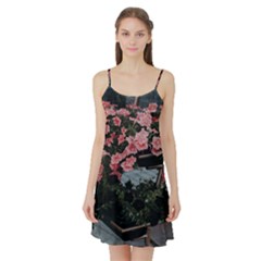 Pink Peony  Flower Satin Night Slip