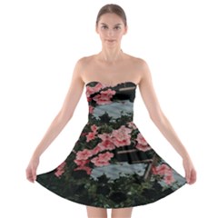 Pink Peony  Flower Strapless Bra Top Dress by artworkshop