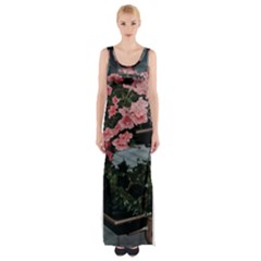 Pink Peony  Flower Thigh Split Maxi Dress