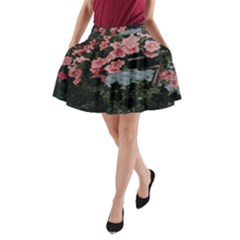 Pink Peony  Flower A-Line Pocket Skirt