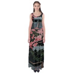 Pink Peony  Flower Empire Waist Maxi Dress