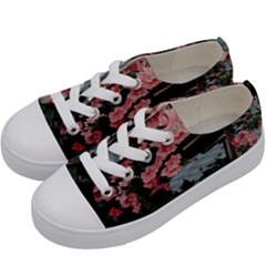 Pink Peony  Flower Kids  Low Top Canvas Sneakers