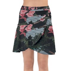 Pink Peony  Flower Wrap Front Skirt