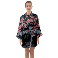 Pink Peony  Flower Long Sleeve Satin Kimono