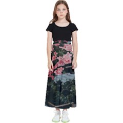 Pink Peony  Flower Kids  Flared Maxi Skirt by artworkshop