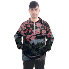 Pink Peony  Flower Men s Half Zip Pullover