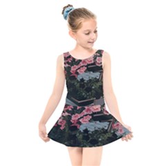 Pink Peony  Flower Kids  Skater Dress Swimsuit