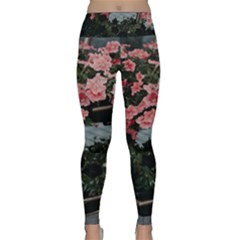 Pink Peony  Flower Lightweight Velour Classic Yoga Leggings