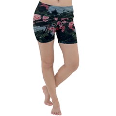 Pink Peony  Flower Lightweight Velour Yoga Shorts